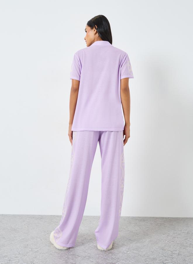 Styli Placement Floral Print Shirt and Pyjama Set - Image 5